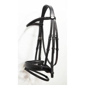 Brida de cuero negro premium para caballo con frontal decorativo, brida inglesa duradera para entrenamiento, equitación y competición. - Product Image 1