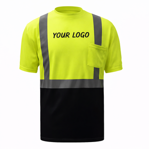 Camiseta de Trabajo de Alta Visibilidad con Logotipo Personalizado OEM, Uniforme de Construcción Reflectante, Manga Corta, Transpirable, con Bolsillo de Malla - Product Image 1