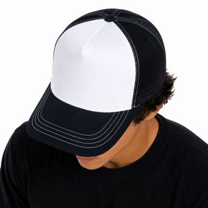 Gorra Trucker Unisex de 6 Paneles con Malla y Diseño de Color en Contraste, Ajustable con Cierre a Presión, para Uso Casual en las Cuatro Estaciones - Product Image 4