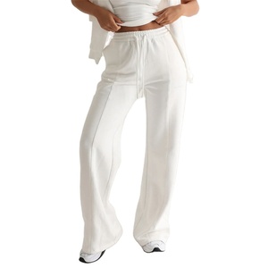 Vente en gros de pantalons et pantalons de jogging évasés pour femmes 100% coton respirant doux baggy pantalon large jambe droite pantalon de survêtement 2026 - Product Image 2