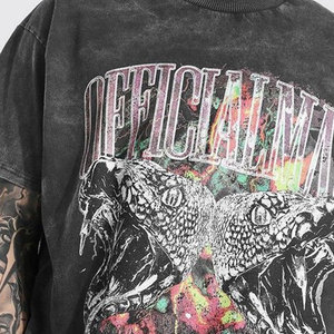 Camiseta Urbana con Estampado Gráfico, Cuello Redondo, Algodón Suave, Manga Corta, Estilo Holgado, Ropa Cómoda y a la Moda - Product Image 5