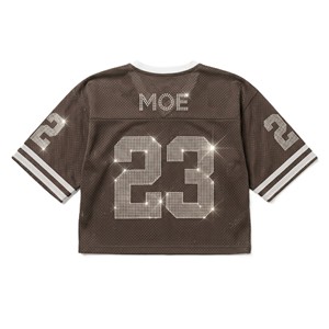 Women's <b>Cropped</b> <b>Rhinestone</b> Y2K Mesh <b>Top</b> American Football Jersey Oversized Streetwear Custom Logo Soccer Shirt OEM ODM Supplier - Product Image 4