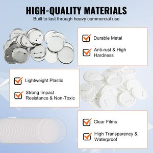Set di 200 Bottoni Fai-da-Te da 3 Pollici (75mm) con Parte Superiore in Metallo e Base in Plastica/Metallo Trasparente F - Product Image 4