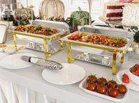 Ensemble de buffet élégant en acier inoxydable, chauffe-plats, ensemble de traiteur de 2 pièces, compatible lave-vaisselle, marque PHC au meilleur prix