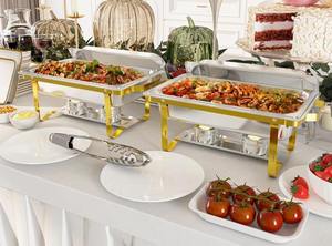 Elegante juego de buffet de acero inoxidable, calentador de alimentos, juego de catering de 2 piezas al mejor precio - Product Image 5