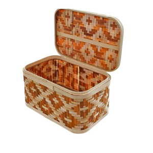 Premium Gifting <b>Hampers</b> Bamboo <b>Gift</b> Box Hinged Lid Woven <b>Basket</b> Reusable Decorative Wood Storage Box Bulk Supply for Celebration - Product Image 2