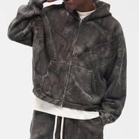Sweat à capuche zippé surdimensionné pour homme, en coton French Terry, tie-dye, couleur unie, respirant, vêtement d'hiver, vente en gros OEM
