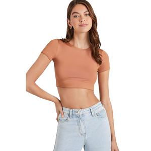 Crop tops pour femmes, coupe ajustée, personnalisables, en gros, légers, 100% coton extensible, unis, courts, tendance, pour l'été - Product Image 5