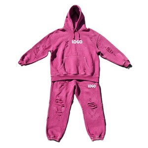 Unisex <b>Brown</b> Washed Cotton Hoodie and <b>Jogger</b> Set Loose Fit Casual Tracksuit with Front Logo and Side Pockets - Product Image 3