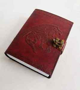 Journal en cuir avec design de dragon et serrure en métal |   Carnet d'écriture rechargeable |   Carnet vierge pour les voyages, le croquis et les cadeaux - Product Image 5