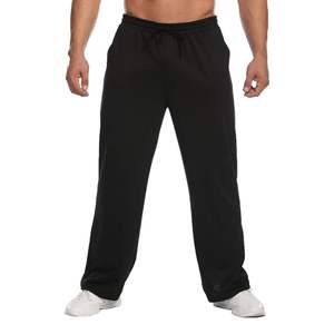 Pantalon de jogging décontracté noir pour homme, coupe ample, jambe large, en tissu épais et respirant, mélange de coton, prix abordable, usage quotidien, OEM ODM - Product Image 1