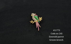 11773Emerald Parrot Brooch Enamel Bird Pin Zircon <b>Gold</b> Plated Lapel Brass brooch pin Jewelry for Wedding Suit Decoration - Product Image 6