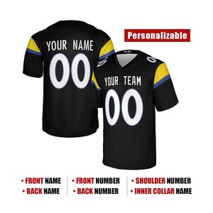 เสื้อฟุตบอลอเมริกันแบบซับลิเมชั่นสั่งทำพิเศษ แขนสั้น คอวี ผ้าตาข่าย ระบายอากาศได้ดี พิมพ์ชื่อทีมและหมายเลข สำหรับทุกฤดูกาล - Product Image 4