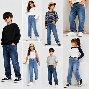Conjunto de Pantalones Vaqueros para Niños con Logotipo Personalizado, Jeans Acampanados Bordados para Niñas Pequeñas, Pantalones Deportivos Tipo Cargo para Niños, Ropa Casual Infantil de Mezclilla - Product Image 3