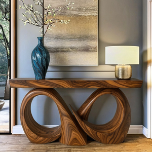 Mesa de consola de madera rústica Diseño inspirado en madera natural Hecho a mano Decoración de entrada única Muebles de madera maciza a medida Regalo - Product Image 1