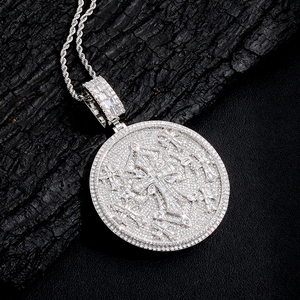 Mens 925 Silver Moissanite Cross Medallion Pendant Rope Chain Iced Religious <b>Statement</b> <b>Necklace</b> Luxury Jewellery Gift - Product Image 4