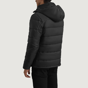 Veste matelassée décontractée pour homme à capuche, respirante, en toile enduite 100 % polyester, couleur unie, manches longues, fermeture éclair sur le devant - Product Image 6