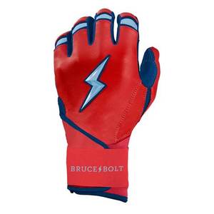 Bruce Bolt Red Full Finger Waterproof Infield Left-handed <b>Baseball</b> Batting <b>Gloves</b> Outdoor Lightning Logo Hook Loop Closure Non - Product Image 3