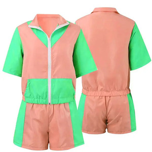 Conjunto corto de sudadera con capucha y cortavientos de bloque de color personalizado 2026, con cremallera funcional, ligero, de nailon, para hombre, chándal de corte holgado. - Product Image 3