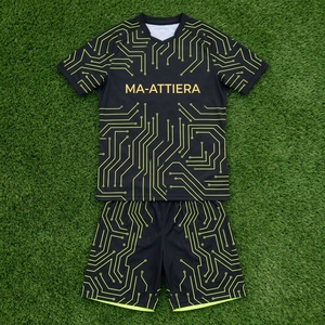 Conjunto de Uniforme de Fútbol Personalizado con Patrón de Circuito Verde Neón Negro, Camiseta de Manga Corta y Pantalones Cortos, Ropa Deportiva para Equipo - Product Image 6
