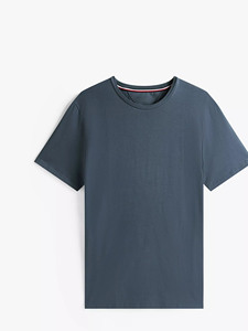 Camiseta Deportiva Casual para Hombre, Corte Holgado, 100% Algodón Elástico, Cuello Redondo, Manga Corta, con Logotipo Estampado - Product Image 1
