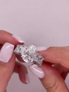 Anillo de media eternidad con moissanita de 5 quilates, corte pera y radiante, para mujer, joyería original de plata 925, ideal para regalo de fiesta para amigas - Product Image 6