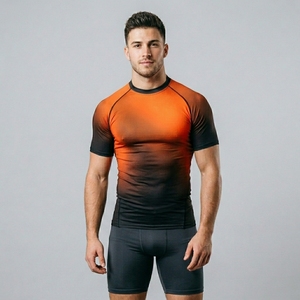 Custom Fitness Compression Shirt Men Half Sleeve <b>Athletic</b> Training Gym Running Performance Sportswear Wear - Product Image 6