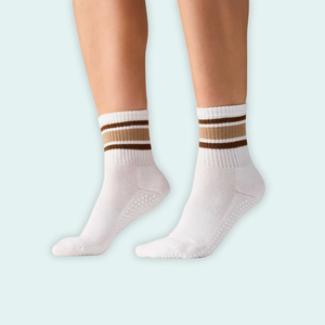 Calcetines de Longitud Media para Mujer, Calcetines Antideslizantes con Rayas, Calcetines Personalizados para Pilates, Yoga, Entrenamiento con Reformer, Tapete JZVINA para Pilates - Product Image 1