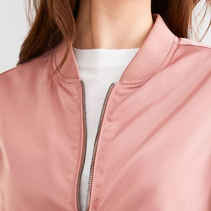 Sleeve Zip Pocket Knitted Satin Ladies Bomber <b>Jacket</b> Windproof Nylon Slim Fit Eco-Friendly Womens <b>Cropped</b> Coaches Bomber <b>Jackets</b> - Product Image 4