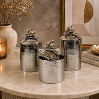 Ensemble de boîtes de rangement de cuisine en acier inoxydable à effet martelé de qualité supérieure avec plateau de service décoratif, ensemble de contenants alimentaires modernes