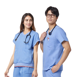 FACTORY garments in VN <b>nursing</b> <b>scrubs</b> wide leg floral comfortable medical <b>scrubs</b> uniforms sets stand collar short sleeve LOW MOQ - Product Image 3