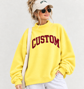 Pull à col montant personnalisé avec logo imprimé, coupe ample et décontractée, sans doublure, pour femme, différentes couleurs, idéal pour l'hiver - Product Image 1