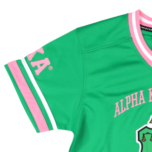 AKA 1908 Black Football Jersey Women Chenille Embroidery Greek Sorority Apparel Short Sleeve Sport Style Shirt Premium Fit - Product Image 4