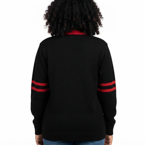 Custom Red Black Embroidered <b>Cardigan</b> Sorority Sweater Knitted V Neck Button Front Varsity Greek Apparel <b>for</b> <b>Men</b> and Women - Product Image 2