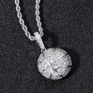 Splendid Gift Jewelay – pendentif de basket-ball plaqué or 18 carats avec micro-zircon incrusté pour hommes, collier de mode hip-hop - Product Image 4