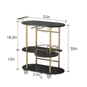 Luxury Handmade Metal Multi Tier <b>Bar</b> Cart for Dining Room Furniture Premium Handmade Metal Rolling <b>Utility</b> safe plated - Product Image 2