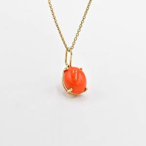Colgante de coral japonés, collar minimalista delicado, plata de ley 925, chapado en oro de 14k, joyería fina para mujer - Product Image 1