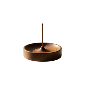 Modern Solid Sandalwood Incense Burner Hand-Made Round Base With Metal <b>Stick</b> Holder Aromatic <b>Diffuser</b> for Home Meditation - Product Image 3