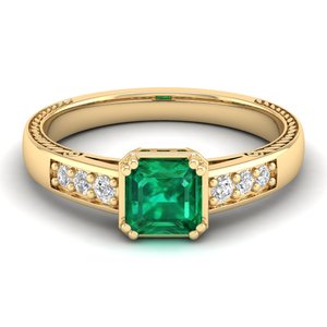 Bague de fiançailles REYES, nouveau design, or blanc 14 carats, émeraude taille émeraude 0,75 carat, pierre précieuse émeraude, bijoux de mariage pour femmes, cadeaux en moissanite - Product Image 6