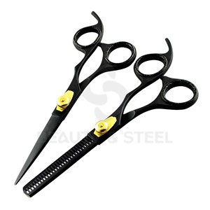 Professional Red and Purple Hair Cutting <b>Scissors</b> with Sharp Straight Blades and Ergonomic Offset Handle - Product Image 3