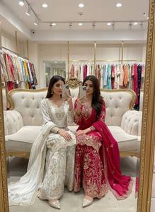 TENNECY Nuevo Diseño de Moda, Conjunto Sharara Fox Georgette (Top, Sarara y Dupatta), Elástico y Reversible, para Bodas y Uso Casual - Product Image 5