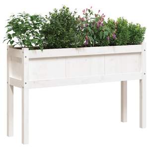 Ensemble de 2 jardinières en bois de pin massif blanc extra longues pour plantes et fleurs - Product Image 3