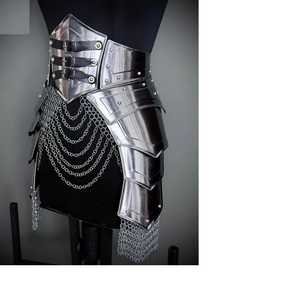 Conjunto de Armadura Antigua Moderna Brave Lady, Corsé Medieval de Latón Plateado con Vidrio, Falda de Malla Metálica Pintada en Relieve, Cosplay para SCA - Product Image 1