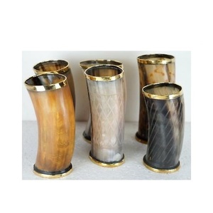 Design Natural Buffalo Black Horn Viking Drinking Horn Glasses Short Glass for customized size hot selling - Product Image 3