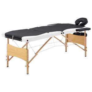 Table de massage pliable en bois noir et blanc à 3 zones, qualité supérieure, pour les thérapeutes - Product Image 1