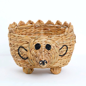 Cesta de almacenamiento de juguetes de jacinto de agua tejida para niños, cesta con forma de erizo, cesta de almacenamiento para dormitorio de bebés. - Product Image 3