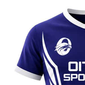 Maillot de rugby bleu marine et blanc pour homme – Uniforme de sport d'équipe, chemise athlétique à manches courtes, légère et respirante pour l'entraînement et les matchs - Product Image 3