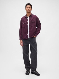Chemise boutonnée en coton bordeaux pour homme, manches longues, couleur unie, col rabattu, coupe classique, toutes saisons, vêtements de loisirs - Product Image 3