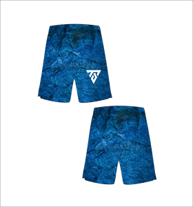 Short de bain pour homme, motif géométrique bleu, taille élastique, séchage rapide, décontracté, imprimé par sublimation - Product Image 1