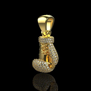 2.20CT Moissanite <b>Boxing</b> <b>Glove</b> Pendant 925 Silver 14K Gold Plated Strength <b>Necklace</b> Powerful Gift Round Cut Hip Hop Pendent - Product Image 2